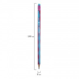 Карандаш чернографитный BRAUBERG "MIX", 1 шт., HB, с ластиком, корпус ассорти, 181760