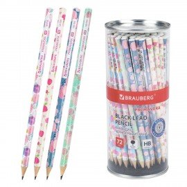Карандаш чернографитный BRAUBERG "PRIMAVERA", 1 шт., HB, корпус ассорти, 181765