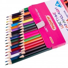 Карандаши цветные ПИФАГОР для девочек "БЫСТРЕЕ! ВЫШЕ! СИЛЬНЕЕ!", 36 цветов, натуральное дерево, 181814