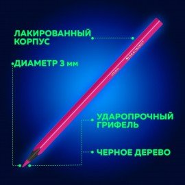 Карандаши цветные BRAUBERG NEON, 12 неоновых цветов, трехгранные, грифель 3 мм, черное дерево, 181852