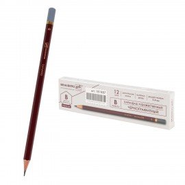 Карандаш чернографитный художественный B, 1 шт., BRAUBERG ART "PREMIERE", ВЫСШЕЕ КАЧЕСТВО, 181887