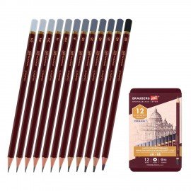 Карандаши чернографитные художественные 4H-8B, НАБОР 12 шт., В ПЕНАЛЕ, BRAUBERG ART "PREMIERE", 181895