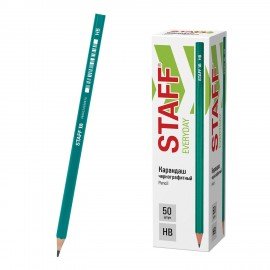 Карандаш чернографитный STAFF "EVERYDAY" BLP-GRN, 1 шт., НВ, пластиковый, корпус зеленый, 181938