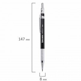 Карандаш механический цанговый 2 мм, HB, BRAUBERG "METALLIC X-20", металлические детали, 181976