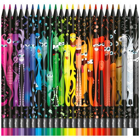 Карандаши цветные MAPED "COLOR PEP'S Black Monster", набор 24 цвета, пластиковый корпус, 862624