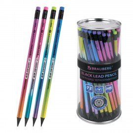 Карандаш чернографитный с ластиком BRAUBERG "GRADE Metallic", 1 шт., HB, трехгранный, 182000