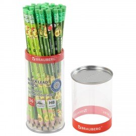 Карандаш чернографитный BRAUBERG "AVOCADO", 1 шт, HB, с ластиком, корпус ассорти, 182015