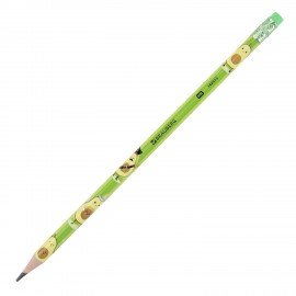 Карандаш чернографитный BRAUBERG "AVOCADO", 1 шт, HB, с ластиком, корпус ассорти, 182015