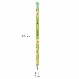 Карандаш чернографитный BRAUBERG "AVOCADO", 1 шт, HB, с ластиком, корпус ассорти, 182015