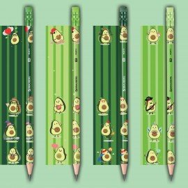 Карандаш чернографитный BRAUBERG "AVOCADO", 1 шт, HB, с ластиком, корпус ассорти, 182015