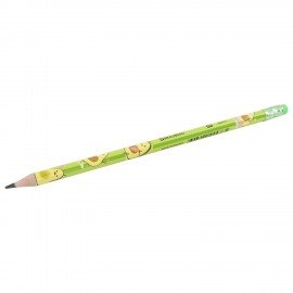 Карандаш чернографитный BRAUBERG "AVOCADO", 1 шт, HB, с ластиком, корпус ассорти, 182015