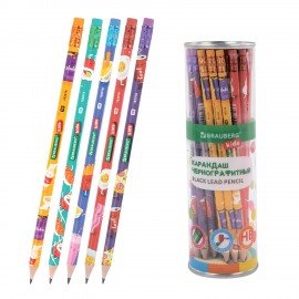 Карандаш чернографитный BRAUBERG KIDS "FOOD", 1 шт, HB, с ластиком, корпус ассорти, 182018