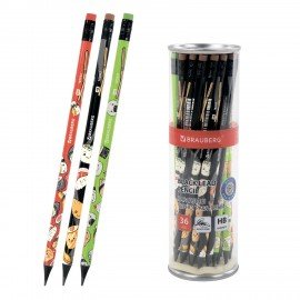 Карандаш чернографитный BRAUBERG "JAPAN FOOD", 1 шт, HB, с ластиком, корпус ассорти, 182022