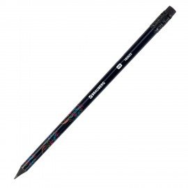 Карандаш чернографитный BRAUBERG "ONI", 1 шт, HB, с ластиком, корпус ассорти, 182023