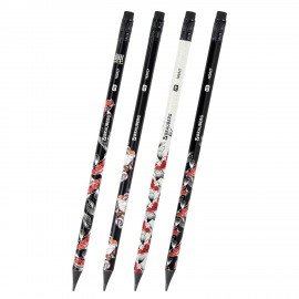 Карандаш чернографитный BRAUBERG "FISH KOI", 1 шт, HB, с ластиком, корпус ассорти, 182027