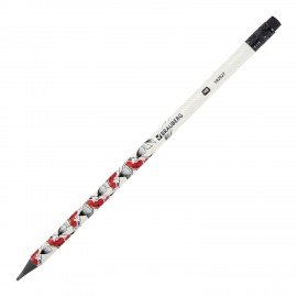 Карандаш чернографитный BRAUBERG "FISH KOI", 1 шт, HB, с ластиком, корпус ассорти, 182027