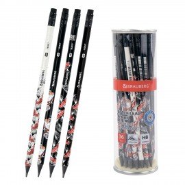 Карандаш чернографитный BRAUBERG "FISH KOI", 1 шт, HB, с ластиком, корпус ассорти, 182027