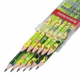 Набор карандашей чернографитных BRAUBERG "AVOCADO", 12 штук, HB, с ластиком, 182032