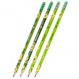 Набор карандашей чернографитных BRAUBERG "AVOCADO", 12 штук, HB, с ластиком, 182032