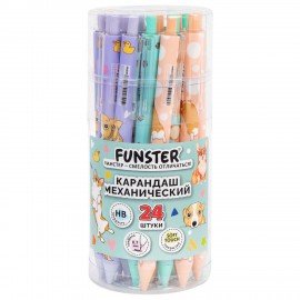 Карандаш механический 0,7 мм с принтом FUNSTER "CORGI", корпус soft-touch ассорти, 182060