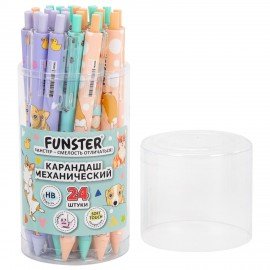 Карандаш механический 0,7 мм с принтом FUNSTER "CORGI", корпус soft-touch ассорти, 182060