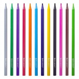 Карандаши цветные BRAUBERG, 12 цветов, цветной корпус, упаковка ПВХ бокс, шестигранные, 182067