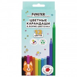 Карандаши цветные FUNSTER (ФАНСТЕР) FUNNY FLOWERS, 12 цветов, фигурный корпус в форме цветочка, 182069