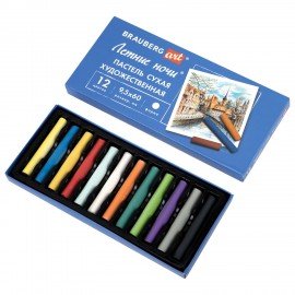 Пастель сухая художественная BRAUBERG ART "Летние ночи", 12 цветов, круглое сечение,182089