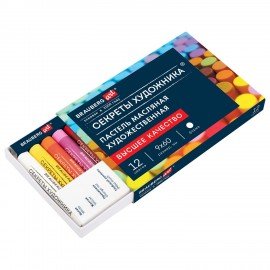 Пастель масляная художественная BRAUBERG ART "Секреты художника", 12 цветов, круглое, 182095