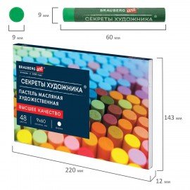 Пастель масляная художественная BRAUBERG ART "Секреты художника", 48 цветов, круглое сечение, 182098