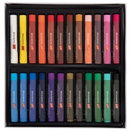 Пастель масляная BRAUBERG ART "Секреты художника", УТОЛЩЕННАЯ, 24 цвета, круглое сече, 182100