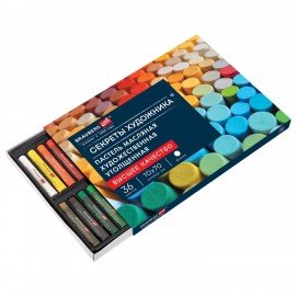Пастель масляная BRAUBERG ART "Секреты художника", УТОЛЩЕННАЯ, 36 цветов, круглое сечение, 182001, 182101