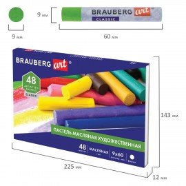 Пастель масляная художественная BRAUBERG ART CLASSIC, 48 цветов, круглое сечение, 182103