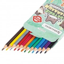 Карандаши цветные кросс-серия МИЛЫЕ КОТЫ, 12 цветов, трехгранные, BRAUBERG, 182109