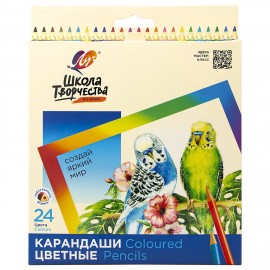 Карандаши цветные ЛУЧ "Школа Творчества", 24 цветов, трехгранные, натуральное дерево,, 30С 1808-08