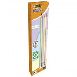 Карандаш чернографитный BIC, 1 шт., "Evolution Pastel", HB, с ластиком, корпус ассорти, 518306