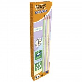 Карандаш чернографитный BIC, 1 шт., "Evolution Pastel", HB, без ластика, корпус ассорти, 518307