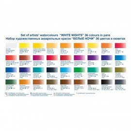 Краски акварельные художественные "Белые ночи", 36 цветов, кювета 2,5 мл, палитра, пластиковая коробка, 1942258