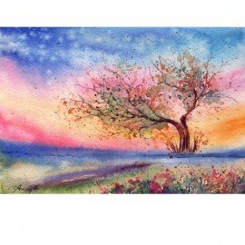 Краски акварельные BRAUBERG "МАГИЯ ЦВЕТА", 24 цвета, медовые, круглые кюветы, пластиковый пенал, 190554