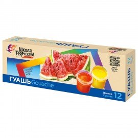 Гуашь ЛУЧ "Школа творчества", 12 цветов по 20 мл, без кисти, картонная упаковка, 29С 1753-08