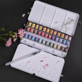 Акварель художественная кюветы НАБОР 36 цветов по 3,5 г, металлический кейс, BRAUBERG ART PREMIERE, 191774