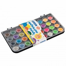 Краски акварельные BRAUBERG "PREMIUM" 36 цветов (12 базовых + 12 неоновых + 12 металлик) пенал, 191807