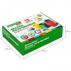 Краски пальчиковые для малышей от 1 года, КЛАССИКА, 12 цветов по 40 мл, BRAUBERG KIDS, 192397