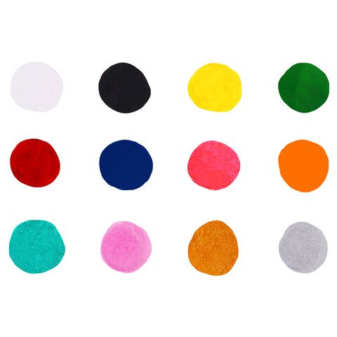 Краски акриловые для рисования и творчества 12 цветов по 20 мл (6 базовых + 6 с эффектами) BRAUBERG HOBBY, 192439