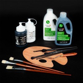 Краска акриловая художественная ГЛЯНЦЕВАЯ черная 1000 мл бутыль, BRAUBERG ART CLASSIC, 192542