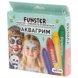 Аквагрим для лица и тела 6 ярких цветов, FUNSTER, легко смываются, 192571