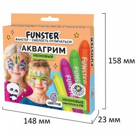 Аквагрим для лица и тела 6 НЕОНОВЫХ цветов FUNSTER, легко смываются, 192573