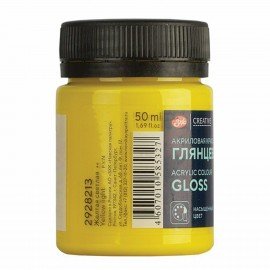 Краска акриловая глянцевая "Декола", банка 50 мл, желтая светлая, 2928213