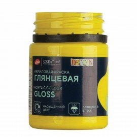 Краска акриловая глянцевая "Декола", банка 50 мл, желтая светлая, 2928213
