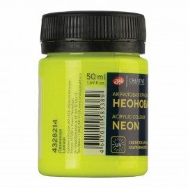 Краска акриловая флуоресцентная "Декола", банка 50 мл, лимонная, 4328214